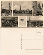Ulm A. D. Donau Mehrbild-AK Ua. Wirtschaft Ulmer Spatz, Panorama Ansichten 1950 - Ulm