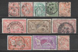 1900-1927 FRANCE Set Of 11 USED STAMPS (Scott # 111,113,117,121,123,125,127,129,134) CV $9.50 - Gebruikt