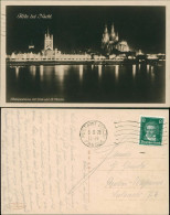 Ansichtskarte Köln Panorama Bei Nacht 1928   Gel Stempel POSTAMT KÖLN-PRESSA - Koeln