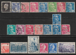 1944-1955 FRANCE SET OF 22 USED STAMPS Scott CV $7.05 - 1945-54 Marianne Of Gandon