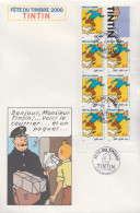 Enveloppe  FDC  Grand  Format  1er  Jour   FRANCE   Bande  Carnet     TINTIN      FETE  DU  TIMBRE    2000 - 2000-2009