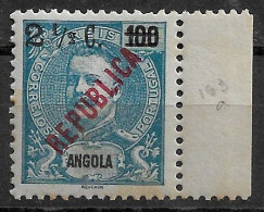 ANGOLA 1919 D.CARLOS Overprinted REPUBLICA Without Serif SURCHARGED FRACTION TRACE SHORTER MNH (NP#71-P02-L6) - Angola