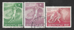 SE)1962 CHILE  SPORTS SERIES, WORLD FOOTBALL CHAMPIONSHIP '62, 3 CTO STAMPS - Cile