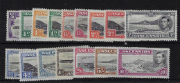 ASCENSION SG38/47A, GEORGE VI SET OF 16 MOUNTED MINT, TOP VALUES LMM, A FEW FAULTS - Ascension (Ile De L')