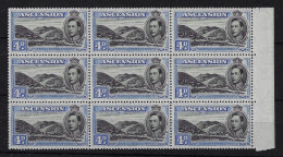 ASCENSION SG42C, 4D PERF 13 1/2 BLOCK OF NINE STAMPS, MNH - Ascension