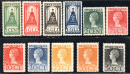 2762. 5/1.NETHERLANDS,1923 QUEEN WILHELMINA SET # 124-134,MNH,6 SCANS - Ongebruikt