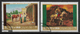 1969 STATE Of OMAN Set Of 2 Used/CTO OG Stamps Mount/Rembrandt Painting - Omán