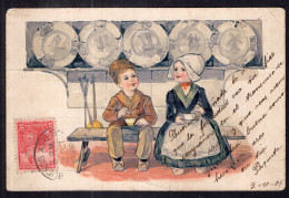 Argentina - 1906 - Children - Illustration - Couple Of Children In Dutch Attire - Dessins D'enfants