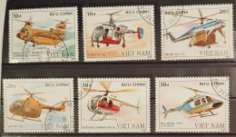 VIETNAM - 1988 - HELICOPTERS - 6 Stamps -  Used - Hélicoptères