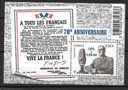 France 2010 Bloc Feuillet N° F4493 Neuf De Gaulle Appel Du 18 Juin à La Faciale - Mint/Hinged