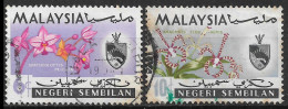 1965 NEGERI SEMBILAN SET OF 2 USED STAMPS (Scott # 79,80) - Malaysia (1964-...)