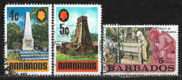 1970,1973 BARBADOS SET OF 3 USED STAMPS (Michel # 300,301,349) - Barbados (1966-...)