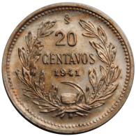 Chile 20 Centavos 1941 So, BU, "Republic Of Chile (1899 - 1959)" - Chili