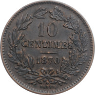Luxembourg 10 Centimes 1870, AU, "Grand Duke William III (1849 - 1890)" - Luxembourg