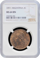 Argentina 2 Centavos 1891, NGC MS64 BN, "Argentine Peso (1881 - 1969)" - Autres – Afrique