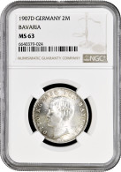 Bavaria 2 Mark 1907, NGC MS63, "King Otto I (1886 - 1913)" - 2, 3 & 5 Mark Silber