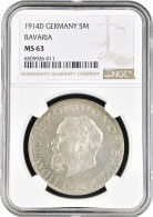 Bavaria 5 Mark 1914, NGC MS63, "King Ludwig III (1914 - 1918)" - 2, 3 & 5 Mark Zilver