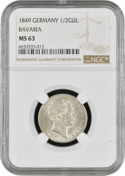 Bavaria 1/2 Gulden 1849, NGC MS63, "King Maximilian II (1848 - 1864)" Top Pop - Taler & Doppeltaler