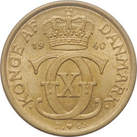 Denmark 1/2 Krone 1940 N, UNC, "King Christian X (1912 - 1947)" - Danemark