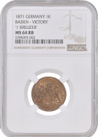 Baden 1 Kreuzer 1871, NGC MS64 RB, "Germany Victory In Franco-Prussian War" - Autres – Afrique