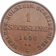 Schleswig-Holstein 1 Sechsling 1850, UNC, "Provisional Government (1850 - 1851)" - Taler Et Doppeltaler