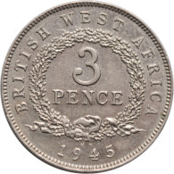 British West Africa 3 Pence 1945 KN, UNC, "British Colony (1907 - 1966)" - Colonias