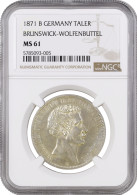 Brunswick-Wolfenbuttel 1 Vereinsthaler 1871, NGC MS61, "William (1831 - 1884)" - Autres – Afrique