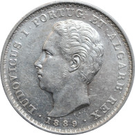 Portugal 500 Reis 1889, UNC, "King Luís I (1861 - 1889)" - Portogallo