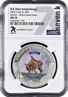 Cook Islands 5 Dollars 2022, NGC MS70, "U.S. State Animal - White-Tailed Deer" - Cookinseln