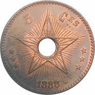 Congo Free State 5 Centimes 1888/7, UNC, "King Leopold II (1865 - 1908)" - Autres – Afrique