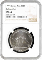 Congo Republic 100 Francs 1994, NGC MS64, "Prehistoric Animals - Polacanthus" - Sonstige & Ohne Zuordnung