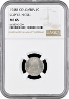 Colombia 1 Centavo 1948 B, NGC MS65, "Republic Of Colombia (1911 - 1989)" Top Pop - Colombia