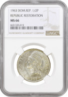 Dominican Republic 1/2 Peso 1963, NGC MS66, "estoration Of The Republic" - Autres – Afrique