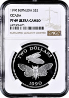 Bermuda 2 Dollars 1990, NGC PF69 UC, "Cicada" Top Pop - Bermudas