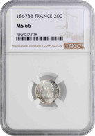 France 20 Centimes 1867 BB, NGC MS66, "Emperor Napoleon III (1852 - 1870)" - Autres – Afrique