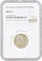 Egypt 5 Piastres AH 1375 (1956), NGC MS63, "Republic Of Egypt (1953 - 1958)" - Autres – Afrique