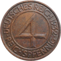 Germany 4 Reichspfennig 1932 J, UNC, "Weimar Republic (Reichsmark) (1924-1938)" - 5 Reichsmark