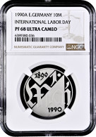Germany - GDR 10 Mark 1990, NGC PF68 UC, "100th Ann. Of International Labor Day" - Andere & Zonder Classificatie