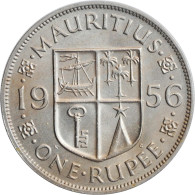 Mauritius 1 Rupee 1956, BU, "Queen Elizabeth II (1953 - 1986)" - Mauricio