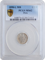 Peru 1/2 Real 1858 MB, PCGS MS62, "República Del Perú (1825 - 1862)" - Autres – Afrique