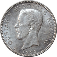 Sweden 1 Krona 1925 W, UNC, "King Gustaf V (1908 - 1950)" - Suède