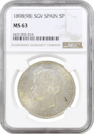 Spain 5 Pesetas 1898 SGV, NGC MS63, "King Alfonso XIII (1886 - 1931)" - Other & Unclassified