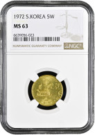 South Korea 5 Won 1972, NGC MS63, "Republic Of Korea (1966 - 1982)" - Altri & Non Classificati