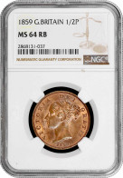 Great Britain 1/2 Penny 1859, NGC MS64 RB, "Queen Victoria (1838 - 1901)" - Sonstige & Ohne Zuordnung