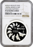 Mexico 100 Pesos 1987, NGC PF69 UC, "World Wildlife Fund - Monarch Butterfly" - Altri – Africa