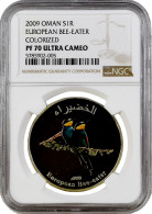 Oman 1 Rial 2009, NGC PF70 UC, "Birds Of Oman - European Bee-eater" Top Pop - Sonstige – Afrika