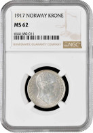 Norway 1 Krone 1917, NGC MS62, "King Haakon VII (1906 - 1957)" Silver Coin - Noorwegen