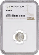 Norway 10 Ore 1890, NGC MS64, "King Oscar II (1874 - 1906)" - Altri – Africa