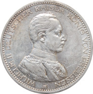 Prussia 5 Mark 1913, AU, "King Wilhelm II (1888 - 1918)" - 2, 3 & 5 Mark Zilver