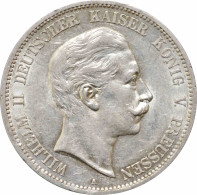Prussia 5 Mark 1907, AU, "King Wilhelm II (1888 - 1918)" - 2, 3 & 5 Mark Zilver
